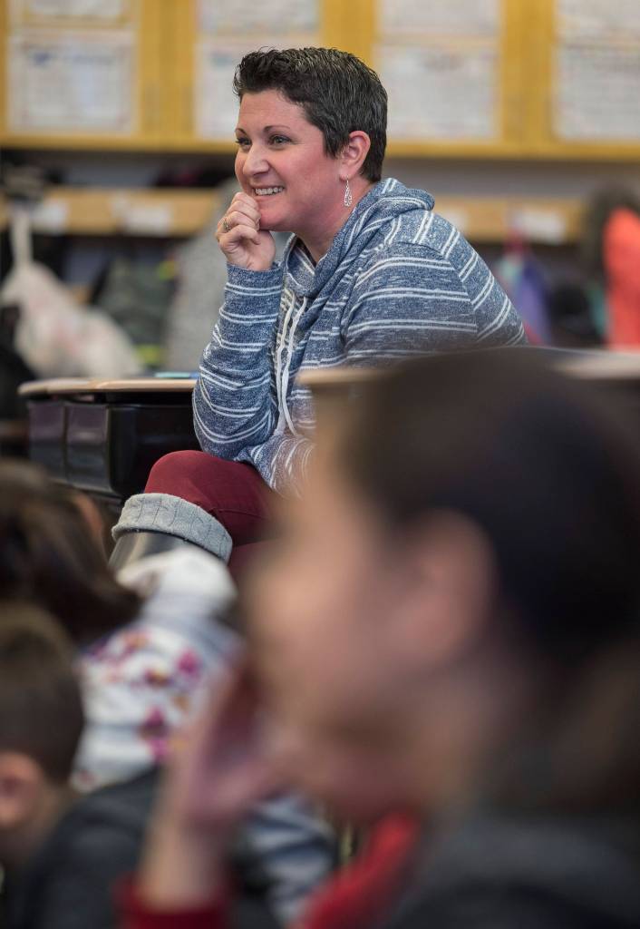 Natalie Turner, Assistant Director of the Child and Family Research Unit at Washington State University, spends two days a month teaching students and teachers at Glacier Valley Elementary School about &ldquo;flipping their lids&rdquo; and avoiding emotional trauma. Turner was photographed on Friday, Jan. 12, 2018. (Michael Penn | Juneau Empire)