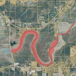 This map shades in red the 7.5 miles of the Kenai River upstream of the Warren Ames Bridge that the Alaska Department of Environmental Conservation seeks to classify as an impaired water body because of its high turbity, or levels of suspended sediment. (Courtesy the Kenai Peninsula Borough)