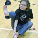 Mylee Yeoman of the Kenaitze Indian Tribe competes in the Junior Girls Alaskan High Kick on Friday, Jan. 26, 2018, at Kenai Middle School at the 2018 Peninsula Winter Games Kenaitze Invitational. (Photo by Jeff Helminiak/Peninsula Clarion)