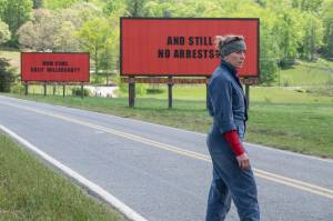 This image released by Fox Searchlight shows Frances McDormand in a scene from &ldquo;Three Billboards Outside Ebbing, Missouri.&rdquo; (Fox Searchlight via AP)