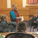 Kenai Peninsula Youth Court Director Ginny Espenshade discusses legal principles with students at the Old Kenai Courthouse on Jan. 30. A diversion program for youth offenders, the youth court allows youth facing certain misdemeanor charges to have their cases heard before peers. (Photo by Erin Thompson/Peninsula Clarion)