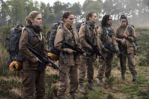This image released by Paramount Pictures shows, from left, Jennifer Jason Leigh, Natalie Portman, Tuva Novotny, Tessa Thompson and Gina Rodriguez in a scene from &ldquo;Annihilation.&rdquo; (Peter Mountain/Paramount Pictures/Skydance via AP)