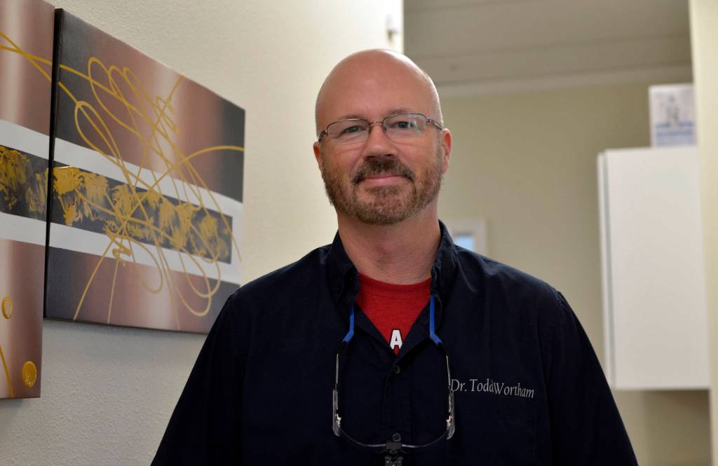 Dr. Todd Wortham of Denali Family Dentistry showed Kenai Central High School students the inner workings of his dental office in Kenai on Wednesday as part of the job shadow program held by the Kenai Chamber of Commerce and Alaska Job Center in Kenai. (Photo by Maria Salzetti/For the Clarion)
