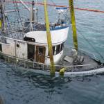 The F/V Kupreanof is raised from Jakolof Bay in January 2013. (Michael Armstrong/Homer News, file)