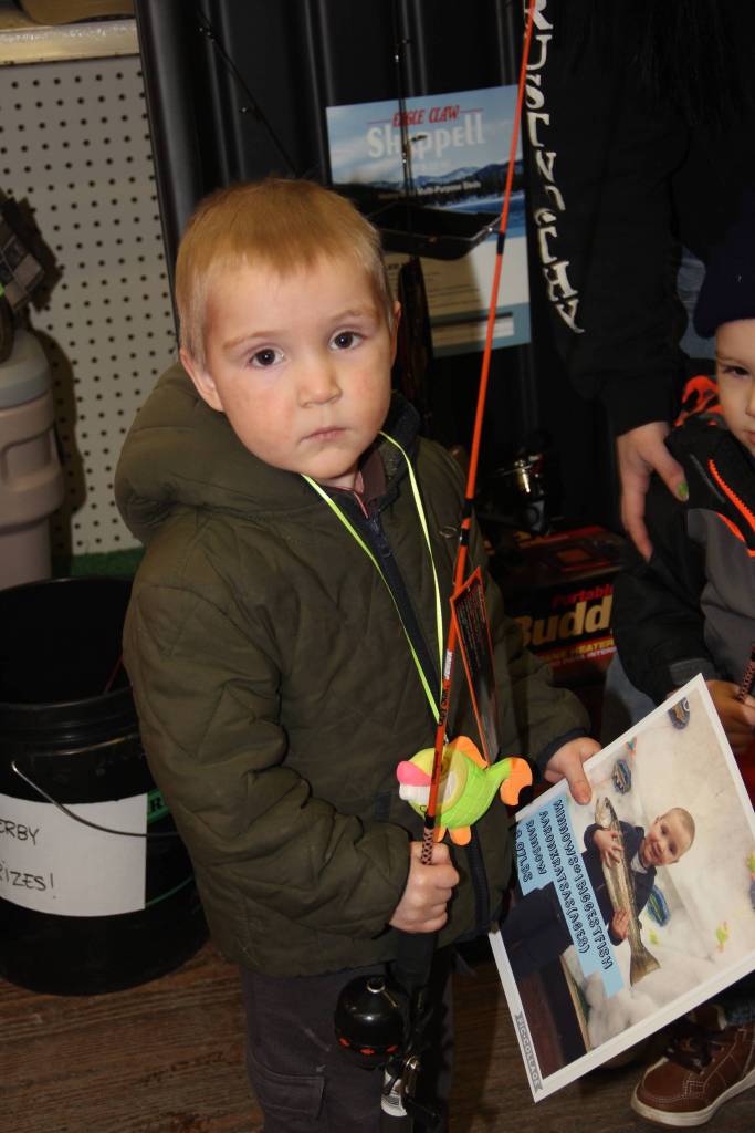 3-year-old Aaron Kratsas wins the Minnow Division catching a 3.07 lb. rainbow trout.