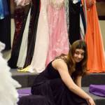 Nikiski High School junior Diana Narimanidze gives a look of approval Friday at Soldotna Prep School while trying on shoes to match a dress she found at Cinderella&rsquo;s Closet, a program that provides free prom dresses and accessories to girls throughout the school district. (Photo by Kat Sorensen/Peninsula Clarion)