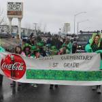 Gloria Sweeney leads her K-Beach El classes for her final parade before she retires.