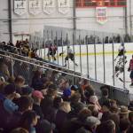 A capacity crowd enjoys a North American Hockey League contest Friday night between the Kenai River Brown Bears and the Fairbanks Ice Dogs at the MTA Events Center in Palmer. (Photo by Joey Klecka/Peninsula Clarion)