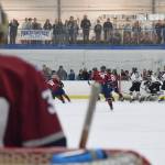 A capacity crowd watches the action in a North American Hockey League contest between the Kenai River Brown Bears and Fairbanks Ice Dogs, Friday night at the MTA Events Center in Palmer. (Photo by Joey Klecka/Peninsula Clarion)