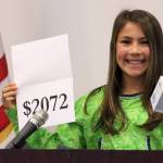 In this Monday, Sept. 21, 2015, file photo, student Shania Sommer of Palmer announces that nearly every Alaskan will receive $2,072 from the year&rsquo;s oil dividend check during a news conference in Anchorage. Alaska lawmakers, faced with limited options for filling the state&rsquo;s budget deficit, may have to dip into earnings from Alaska&rsquo;s famed oil-wealth fund, with major proposals for doing so calling for changes to how the yearly checks that residents receive from fund earnings are calculated. (AP Photo/Mark Thiessen, File)