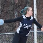 Soldotna senior Emily Pieh throws the discus Saturday afternoon at Homer High School. (Photo by Joey Klecka/Peninsula Clarion)