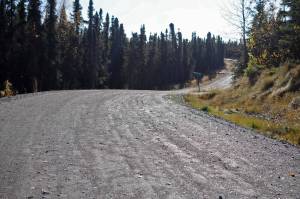 This September 2017 photo shows Hook Lane, a Kenai Peninsula Borough-maintained gravel road off Arc Loop Road just south of Soldotna, Alaska. The Kenai Peninsula Borough&rsquo;s Material Site Working Group is currently debating possible revisions to the code governing gravel pits on the peninsula. (Photo by Elizabeth Earl/Peninsula Clarion, file)