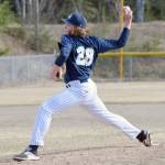 Soldotna&rsquo;s Logan Smith delivers a pitch to Kenai Central on Monday, May 14, 2018, at the Soldotna Little League fields. (Photo by Jeff Helminiak/Peninsula Clarion)