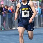 Homer&rsquo;s Luciano Fasulo sprints to the finish of the Division II boys 800-meter race Saturday afternoon at the Alaska Track and Field state championship meet at Palmer High School. (Photo by Joey Klecka/Peninsula Clarion)
