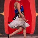 A model displays designer Jaad Kuujus&rsquo; (Meghann O&rsquo;Brien) work at the Native Fashion Show at Centennial Hall on Friday, June 8, 2018. (Michael Penn | Juneau Empire)