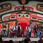 Children and their parents participate in the Toddler Fashion Show on the main stage at Centennial Hall for Celebration 2018 on Friday, June 8, 2018. (Michael Penn | Juneau Empire)