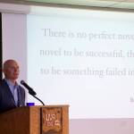 Photo by Michael Armstrong/Homer News Kachemak Bay Writers&rsquo; Conference keynote speaker Anthony Doerr delivers the opening address at the start of the annual conference last Friday, June 5, at Land&rsquo;s End Resort.