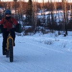 Angie Brennan picks up speed on a downhill section on trail in the Caribou Hills near Ninilchik on Jan. 8, 2017. (Photo by Will Morrow/Peninsula Clarion)