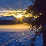 The sun rises over Engineer Lake on the Kenai National Wildlife Refuge. Reserving one of the refuge’s public use cabins can be a fun, Alaskan way to celebrate the holidays. (Photos courtesy Rebecca Uta)