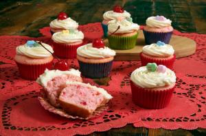 This Dec. 8, 2016 photo shows Valentine&rsquo;s cupcakes at the Institute of Culinary Education in New York. This dish is from a recipe by Elizabeth Karmel. (AP Photo/Richard Drew)