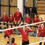 Kenai sophomore Abby Every prepares to spike the ball during a game against Homer High School on Thursday, Sept. 13, 2018 at the school in Homer, Alaska. The Mariners beat the Kardinals three games to one. (Photo by Megan Pacer/Homer News)