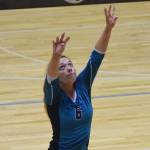 Nikiski senior Emma Wik sets up a shot Friday night against the Houston Hawks at Nikiski High School. (Photo by Joey Klecka/Peninsula Clarion)
