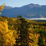 Birch and aspen trees offer a splash of fall color by Hidden Lake looking toward Skilak Lake in the Kenai National Wildlife Refuge on Saturday, Sept. 29, 2018, near Sterling, Alaska. (Photo by Michael Armstrong/Homer News)