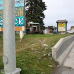 A grassy area adjacent to the Sterling Highway in Soldotna is photographed on Oct. 11. The corner is one of several that could be updated as part of the citys beautification plans. (Erin Thompson/Peninsula Clarion)