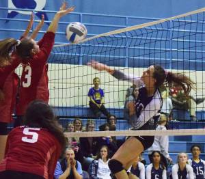 Soldotna senior Aliann Schmidt delivers a ball Thursday against Wasilla at Soldotna High School. (Photo by Joey Klecka/Peninsula Clarion)