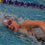 Soldotnas Sydney Juliussen takes on the girls 100-yard freestyle final Saturday at the 2018 ASAA swimming and diving state championships at Bartlett High School. (Photo by Joey Klecka/Peninsula Clarion)