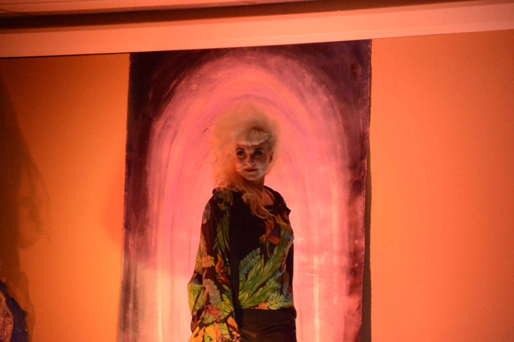 Bobbye Hurd wears a 1980s era jacket by Nancy Wise at the 2018 Wearable Arts on Nov. 17, 2018, in Homer, Alaska. (Photo by Michael Armstrong/Homer News)