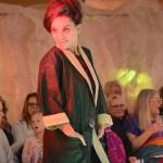 Rebeka Tufares wears a 1980s era jacket by Barb and C.A. Meyers at the 2018 Wearable Arts on Nov. 17, 2018, in Homer, Alaska. (Photo by Michael Armstrong/Homer News)