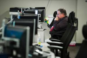 A workers sits a computer at the Department of Homeland Securitys National Cybersecurity and Communications Integration Center (NCCIC) in Arlington, Va., Wednesday, Aug. 22, 2018. The center serves as the hub for the federal governments cyber situational awareness, incident response, and management center for any malicious cyber activity. (AP Photo/Cliff Owen)