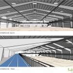A rendering of the interior of the proposed Soldotna Regional Sports Complex field house. The approximately 42,000-square-foot metal building would be connected to the current sports complex and offer a variety of recreation options for the community. The building could hold three high school basketball courts, eight large wrestling mats or nine pickleball courts. (City of Soldotna)