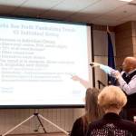 Ken Miller, President of Denali FSP Fundraising Consultants, spoke at Wednesdays Soldotna Chamber Luncheon about nonprofit fundraising trends on Wednesday in Soldotna. (Photo by Victoria Petersen/Peninsula Clarion)