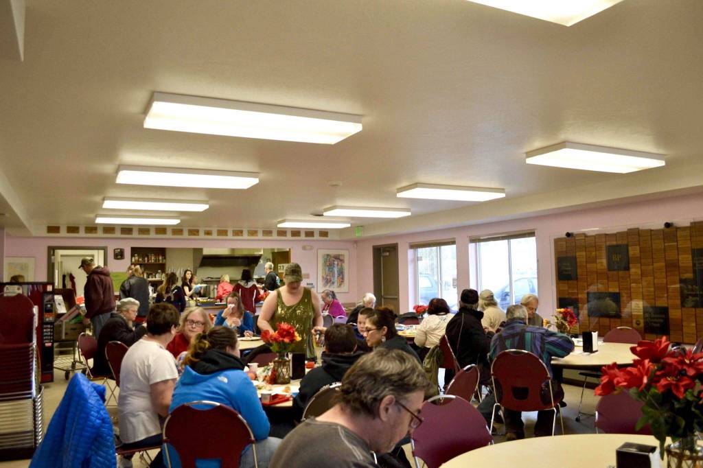 Kenai Peninsula Food Bank hosts an early Thanksgiving meal on Wednesday Nov. 21, 2018, near Soldotna, Alaska. (Photo by Victoria Petersen/Peninsula Clarion)