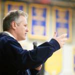 Gov. Mike Dunleavy speaks to the crowd in Noorvik after being sworn in earlier on Dec. 3 in Kotzebue. (Photo/Stanley Wright/Office of the Governor)