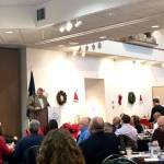 Kenai Peninsula Borough Mayor Charlie Pierce gives a borough update at a joint Soldotna and Kenai Chamber of Commerce luncheon event on Wednesday, Dec. 5, 2018, at the Kenai Visitors Center in Kenai, Alaska. (Photo by Victoria Petersen/Peninsula Clarion)