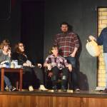 Chris Pepper (right) leads an Inspecting Carol rehearsal Tuesday at the Triumvirate North Theatre in Kenai. (Photo by Joey Klecka/Peninsula Clarion)