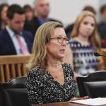Gov. Mike Dunleavys Office of Management and Budget Director Donna Arduin presents the governors supplemental budget to the Senate Finance Committee at the Capitol on Tuesday, Jan. 29, 2019. (Michael Penn | Juneau Empire)