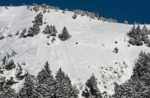 An area known as Showboat shows where a skier triggered an avalanche on Saturday, March 4, 2017. He was taken to Bartlett Regional Hospital. The area is outside of the Eaglecrest Ski Area boundary.