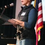 Homer City Council member Rachel Lord, who owns and operates Alaska Stems in Homer with her husband Ben Gibson, speaks to attendees at this years Industry Outlook Forum on Wednesday, Jan. 9, 2019 at Christian Community Church in Homer, Alaska. (Photo by Megan Pacer/Homer News)