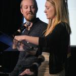 Casey (left) and Britni (right) Siekaniec, owners and operators of Alaska Salt Co., tell the story of their business during the annual Industry Outlook Forum on Wednesday, in Homer. (Photo by Megan Pacer/Homer News)