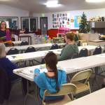 The Shelter Development Workgroup meets on Thursday, Feb. 7, 2019 at Love, INC in Soldotna to discuss emergency shelters and transitional housing for the peninsula. (Photo by Brian Mazurek/Peninsula Clarion)
