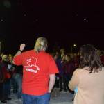 Kenai Peninsula Education Association, David Brighton addresses a crowd of district employees rallying outside of the Betty J. Glick Borough Assembly Chambers during the Kenai Peninsula Borough School District Education Board meeting in Soldotna, Alaska on Monday, Feb. 11, 2019. (Photo by Victoria Petersen/Peninsula Clarion)