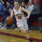 Kenais Hayley Maw sprints down the court after a steal Saturday against Soldotna in a nonconference clash at Kenai Central High School. (Photo by Joey Klecka/Peninsula Clarion)