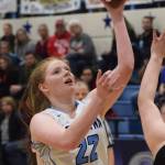 Soldotnas Kianna Holland takes a shot Friday night in the Northern Lights Conference semifinals against Palmer at Soldotna High School. (Photo by Joey Klecka/Peninsula Clarion)