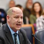 Jason Brune, Commissioner designee for the Department of Conservation, speaks to the House Resources Committee at the Capitol on Friday, March 14, 2019. (Michael Penn | Juneau Empire)