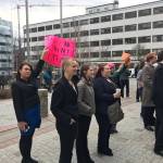 University of Alaska students rally in front of the Alaska State Capitol on March 18, 2019. (Mollie Barnes | Juneau Empire)