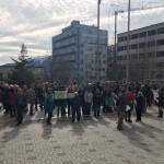 The scene in front of the Capitol on Wednesday, March 20, 2019 for the Alaska Public Employees Associations Save the Alaska Marine Highway System rally. (Mollie Barnes | Juneau Empire)